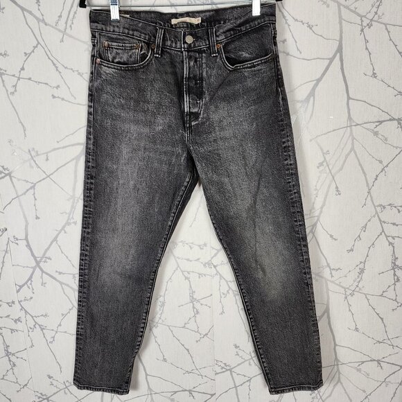 Levi's Gray Wash Stretch Denim Button Fly Wedgie Ankle Jeans - Picture 1 of 10